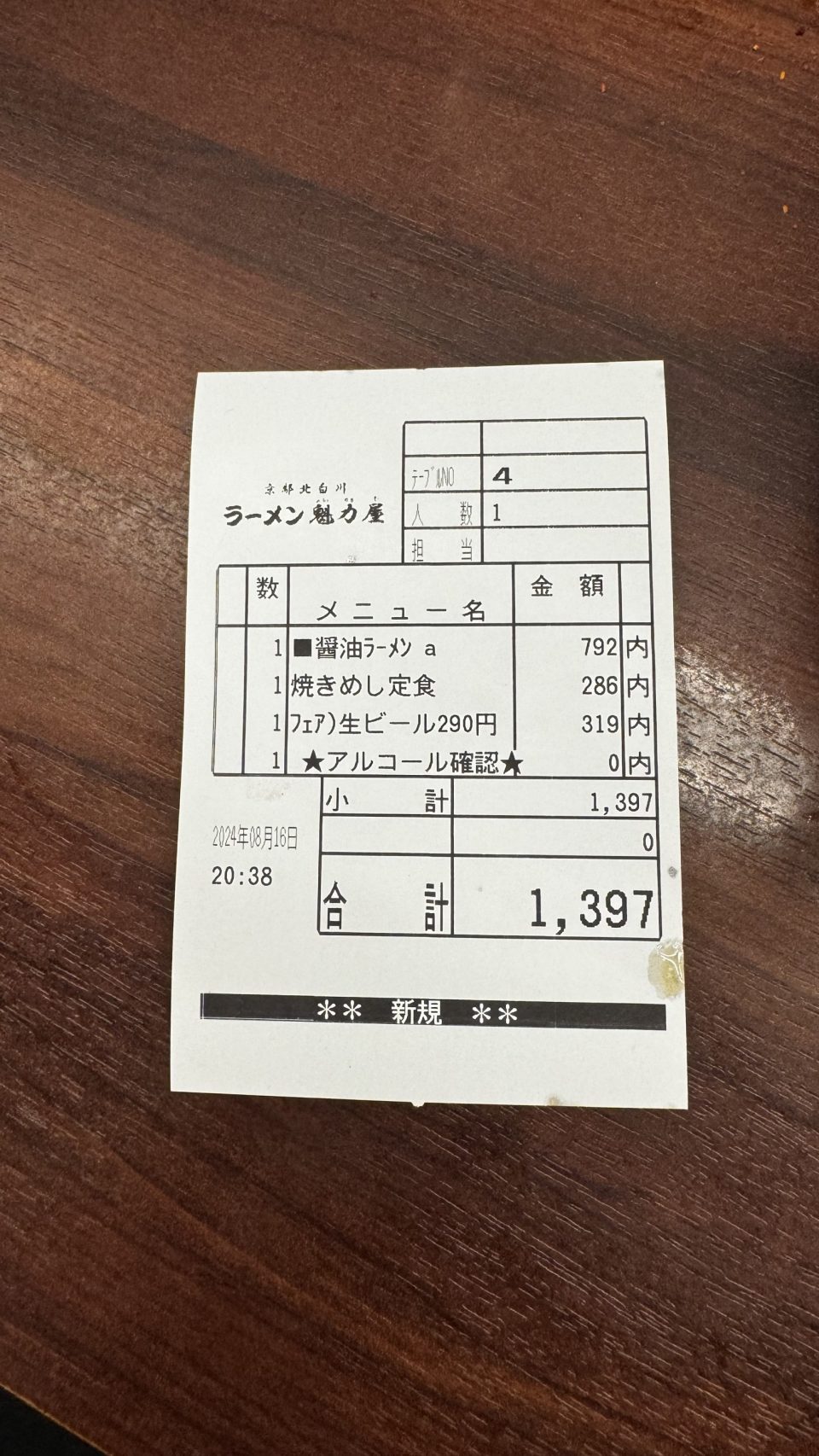 잘 먹은 한 끼 영수증